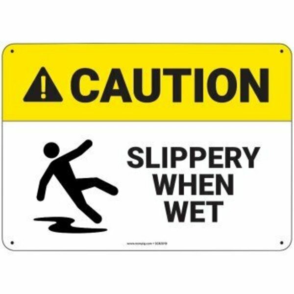 Pig PIG Slippery When Wet Sign 10" x 7" Plastic 10" L x 7" H SGN2010-7X10-PLS